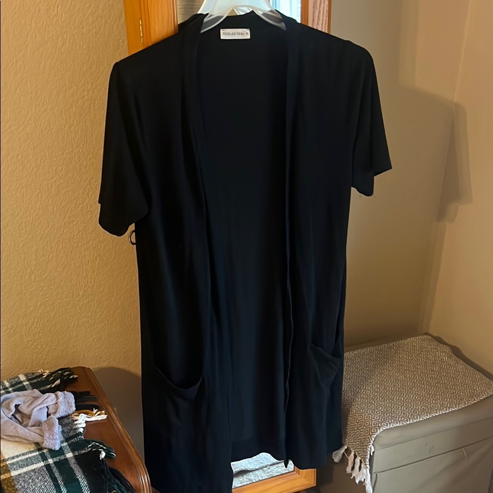 Black Open Front Cardigan